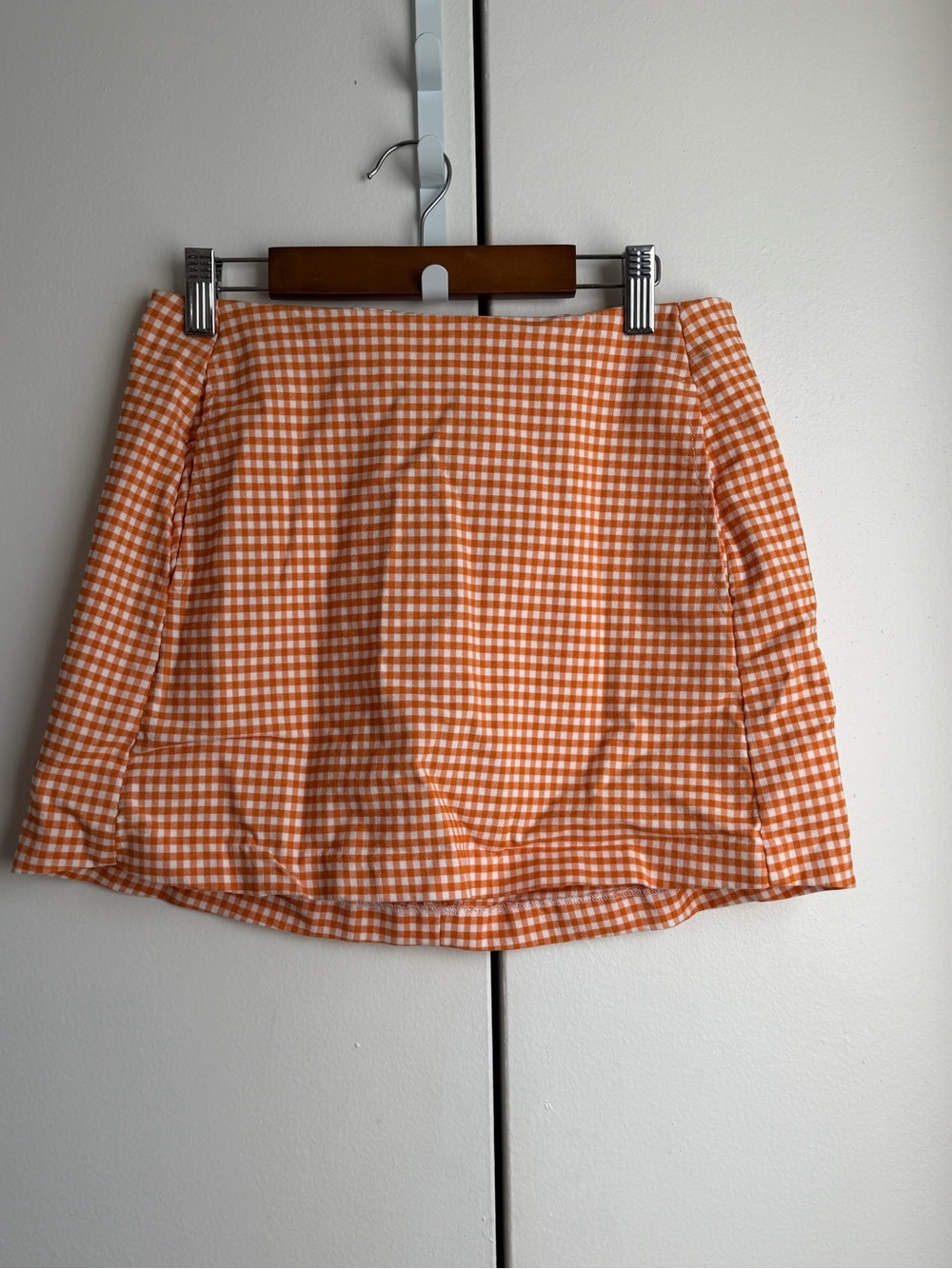 Urban Outfitters Orange Gingham Mini Skirt
